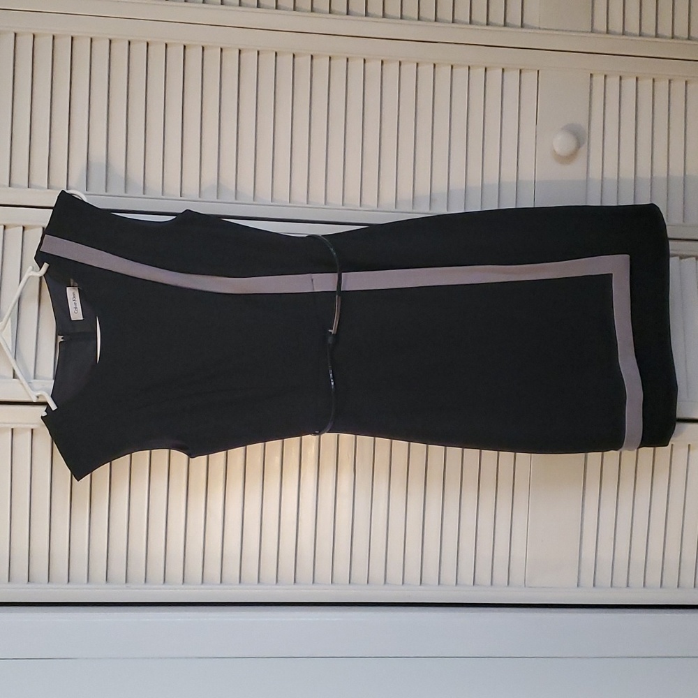 Calvin Klein Black Gray Belted Pencil Tunic Dress Size 2
